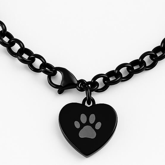 Ash Armband - Pfotenabdruck - Silber und Schwarz