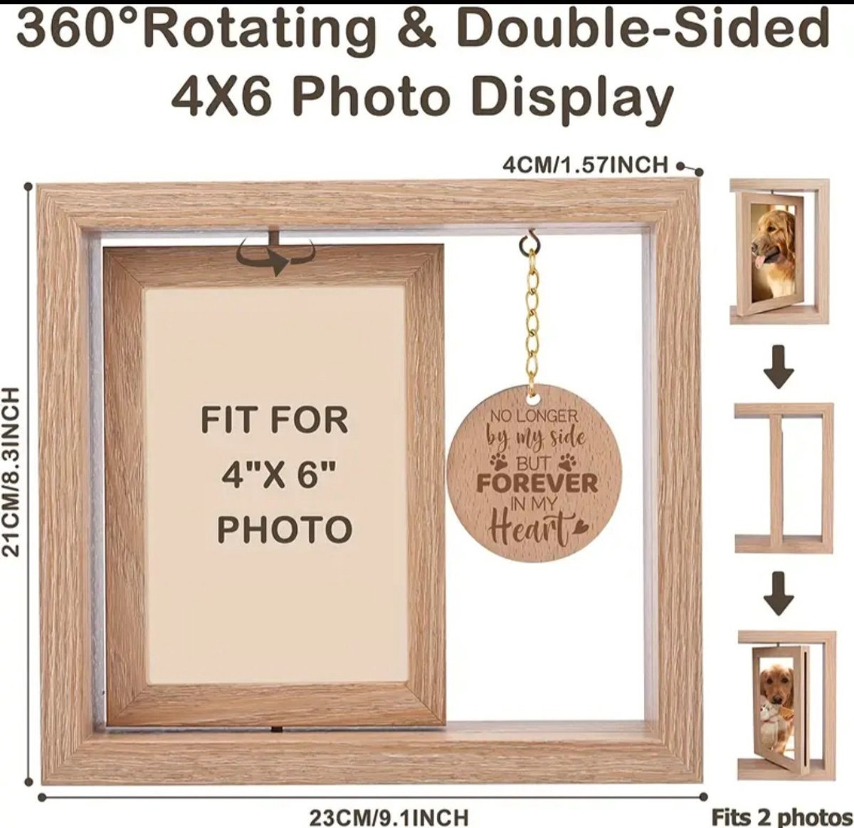 Fotolijst met ruimte voor een mooie foto en bevat een glazen asbuisje waarin je een klein beetje as of een plukje haar kunt bewaren.