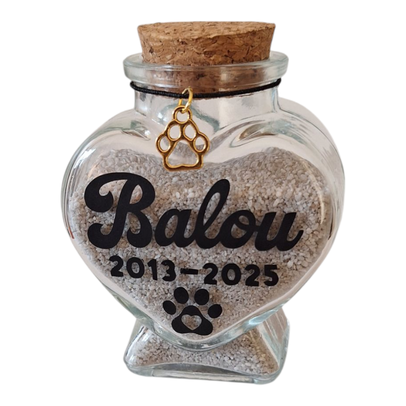 Memorial Flesje Met Naam Huisdier - Persoonlijk en Uniek - Voor het bewaren van wat as of plukjes vacht