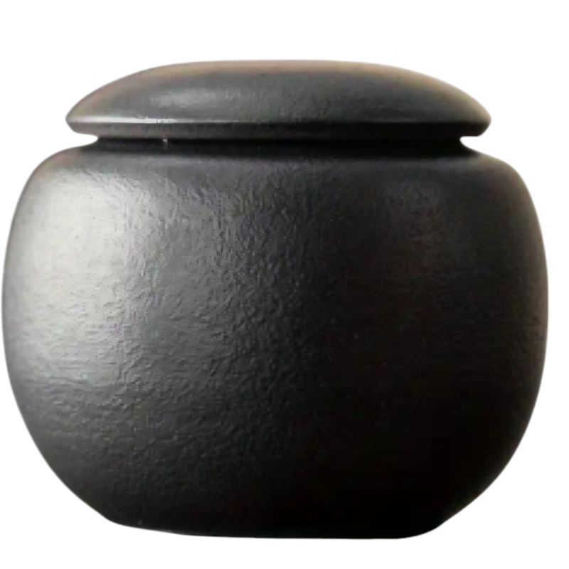 stijlvolle matzwarte urn met 2 gouden hangertjes