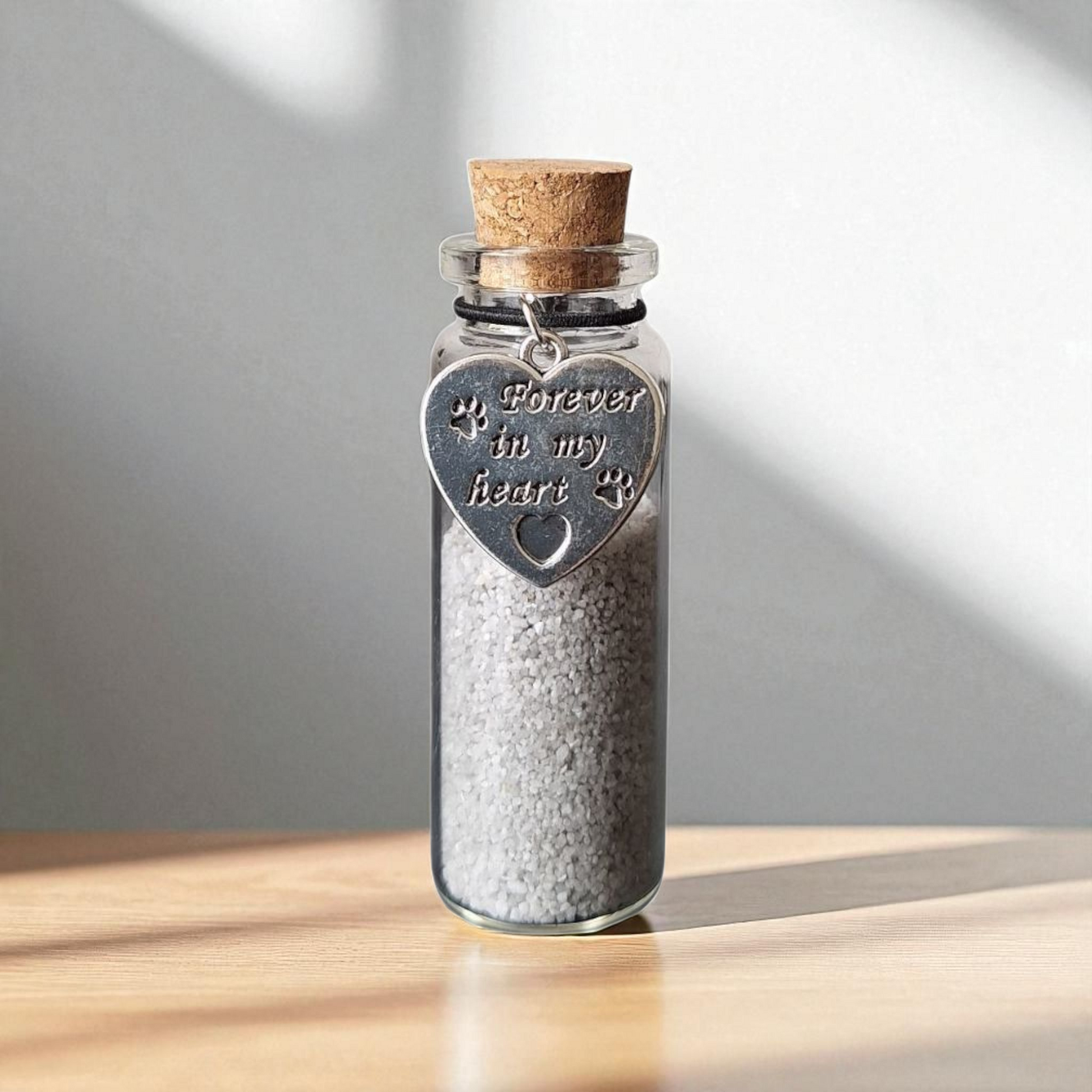 Memorial flesje  met zilveren hanger - Forever in my heart