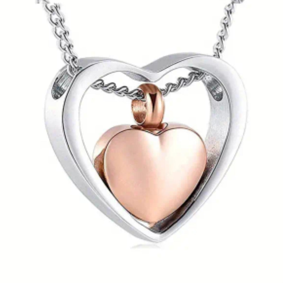 Herzförmiger Ascheanhänger mit Innenherz - 3 Farben