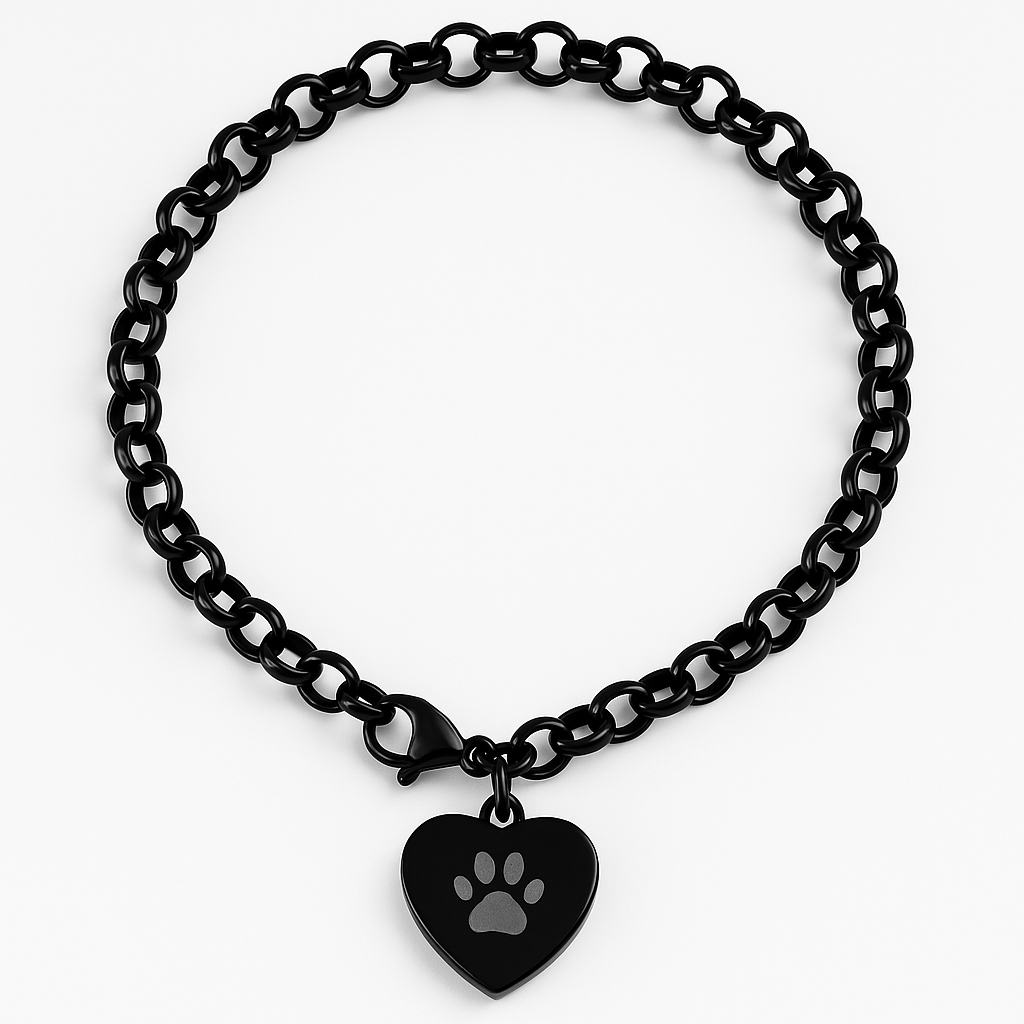 Ash Armband - Pfotenabdruck - Silber und Schwarz