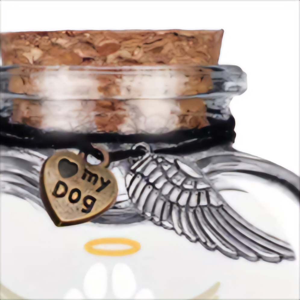 memorial flesje voor hond, gedenkflacon, herinnering hond, aandenken voor hond, bewaren plukjes vacht of wat as,  gedenkflesje voor hond