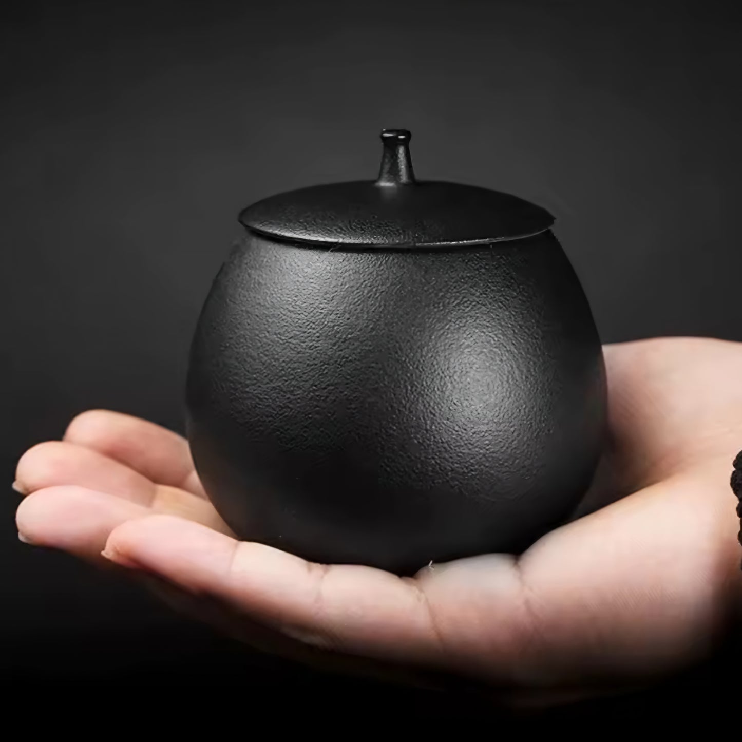 Mini urn zwart voor kat, met 2 bronzen keepsake hangertjes