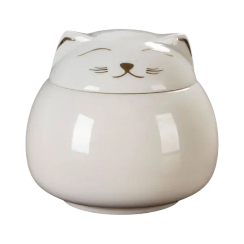 Witte mini urn in de vorm van een poesje