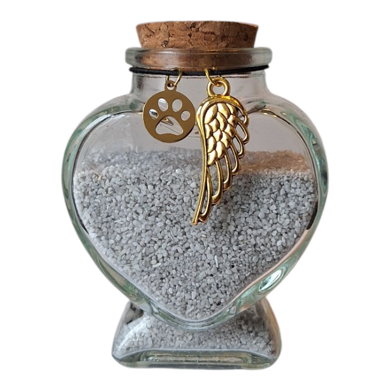 memorial flesje. Een tastbare, troostrijke manier om een beetje as of haar dichtbij je te houden.