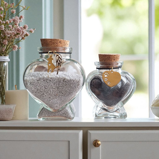 Memorial flesjes voor haar en as van hond - Set van 2