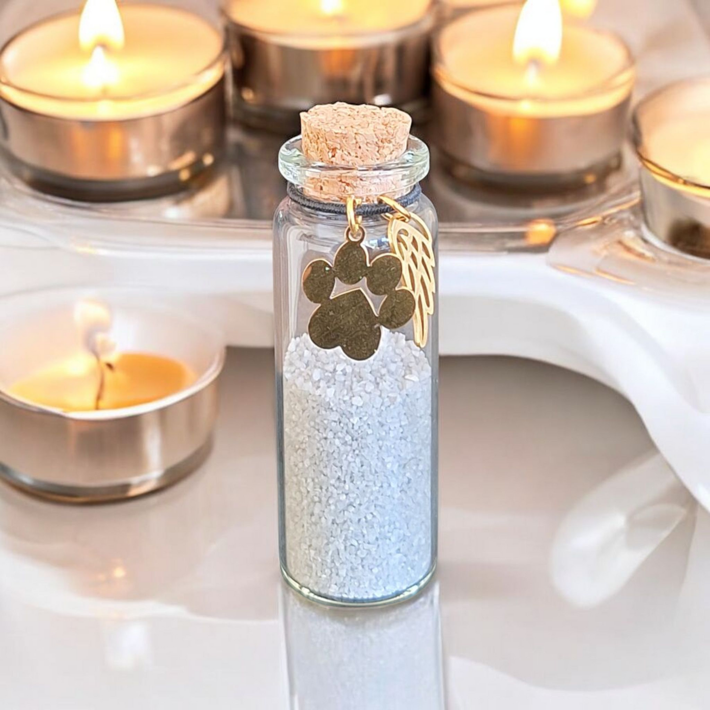 Gedenkflesje Huisdier - Voor bewaren van as en plukjes haar