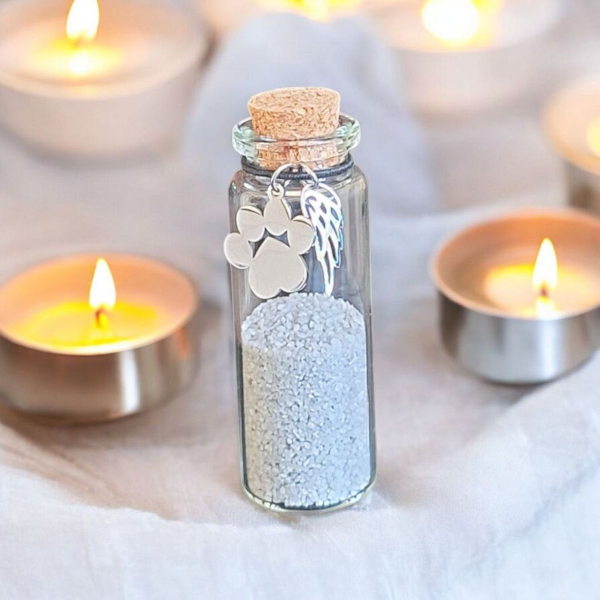 Gedenkflesje Huisdier - Voor bewaren van as en plukjes haar