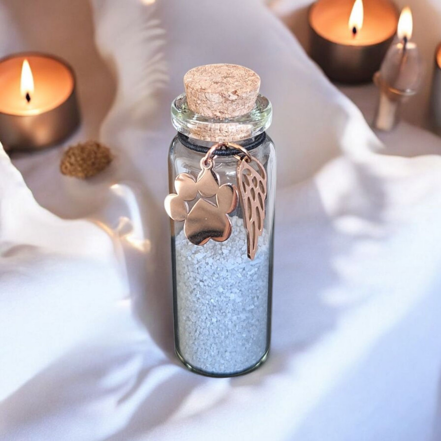 Gedenkflesje Huisdier - Voor bewaren van as en plukjes haar