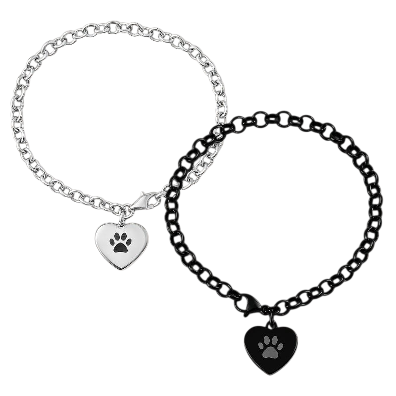 Ash Armband - Pfotenabdruck - Silber und Schwarz