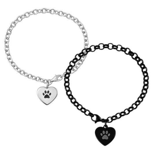 Ash Armband - Pfotenabdruck - Silber und Schwarz