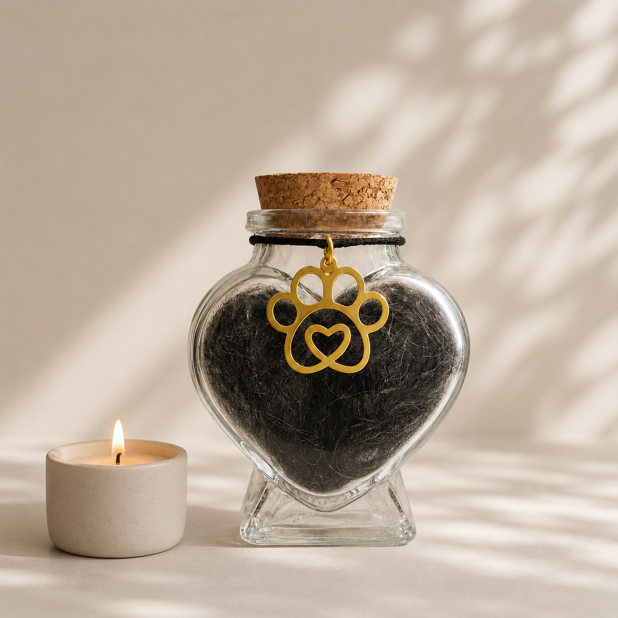 hartvormige mini urn van glas