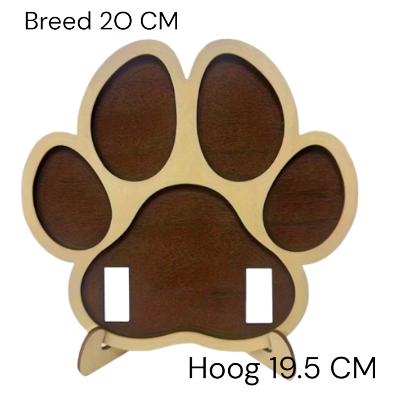 Pootvormige fotolijst met halsbandhouder - Met memorial flesje