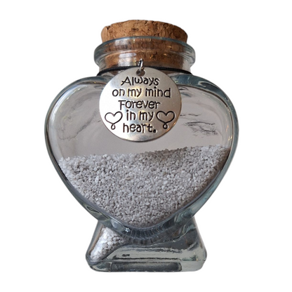 Memorial flesje met  Ronde hanger - Always on my mind, Forever in my heart