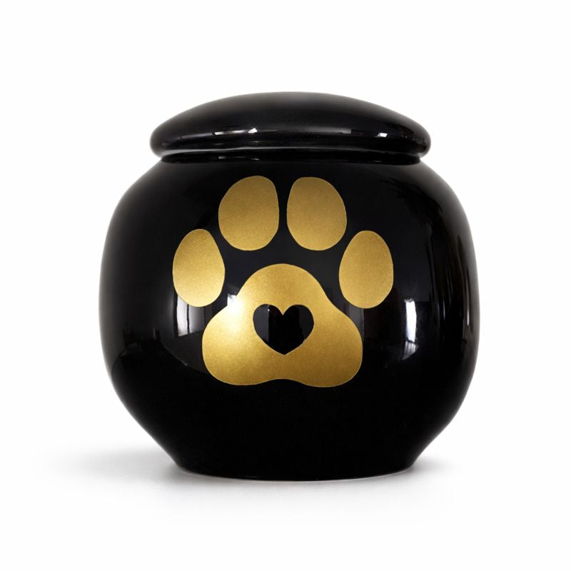 zwarte mini urn - ontworpen om een gedeelte van de as te bewaren