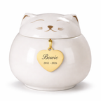 witte katten mini urn met gouden hanger met naam kat