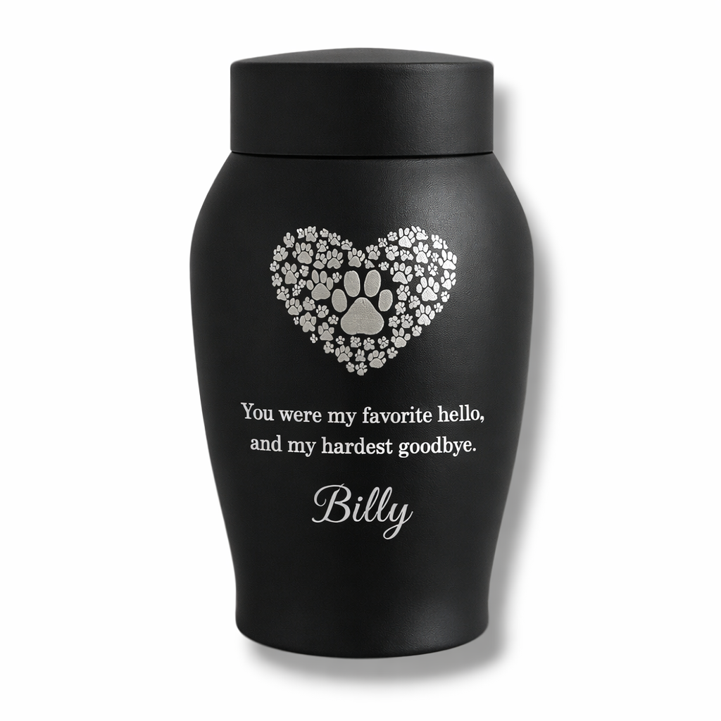 Urne – 250 ml – Schwarz – Lieblings-Hallo, schwerster Abschied