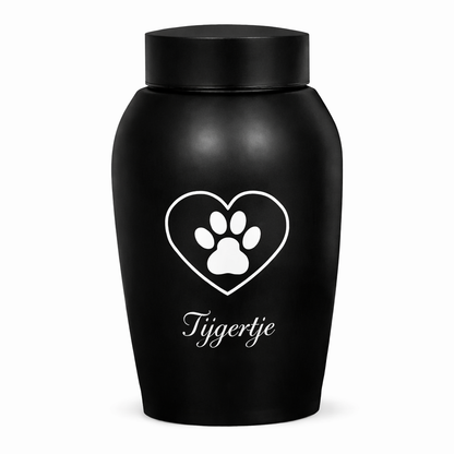 Urne – 500 ml – Schwarz – Herz mit Pfotenabdruck