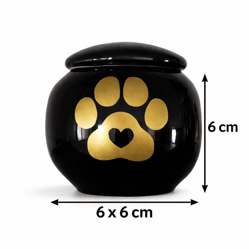 zwarte mini urn - ontworpen om een gedeelte van de as te bewaren