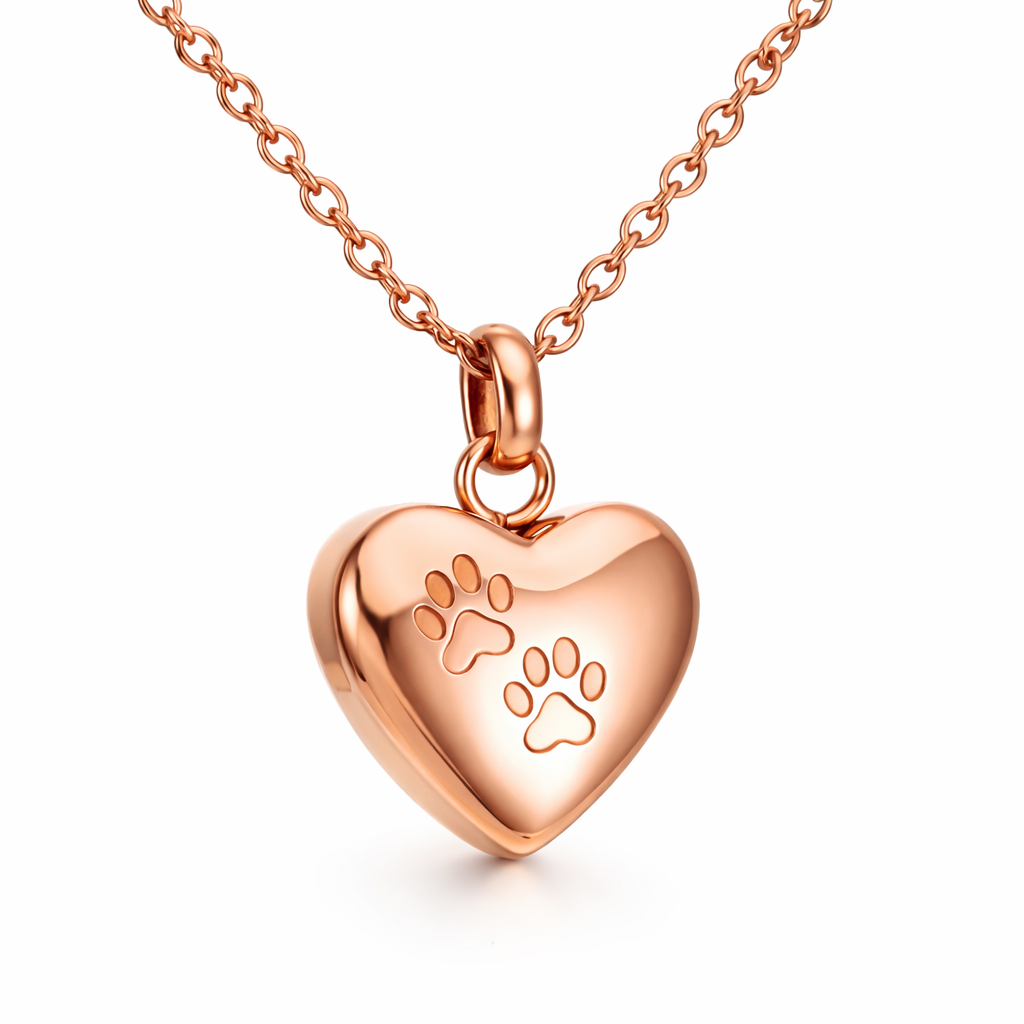 Herzanhänger – Pfotenabdrücke – Gold und Roségold 