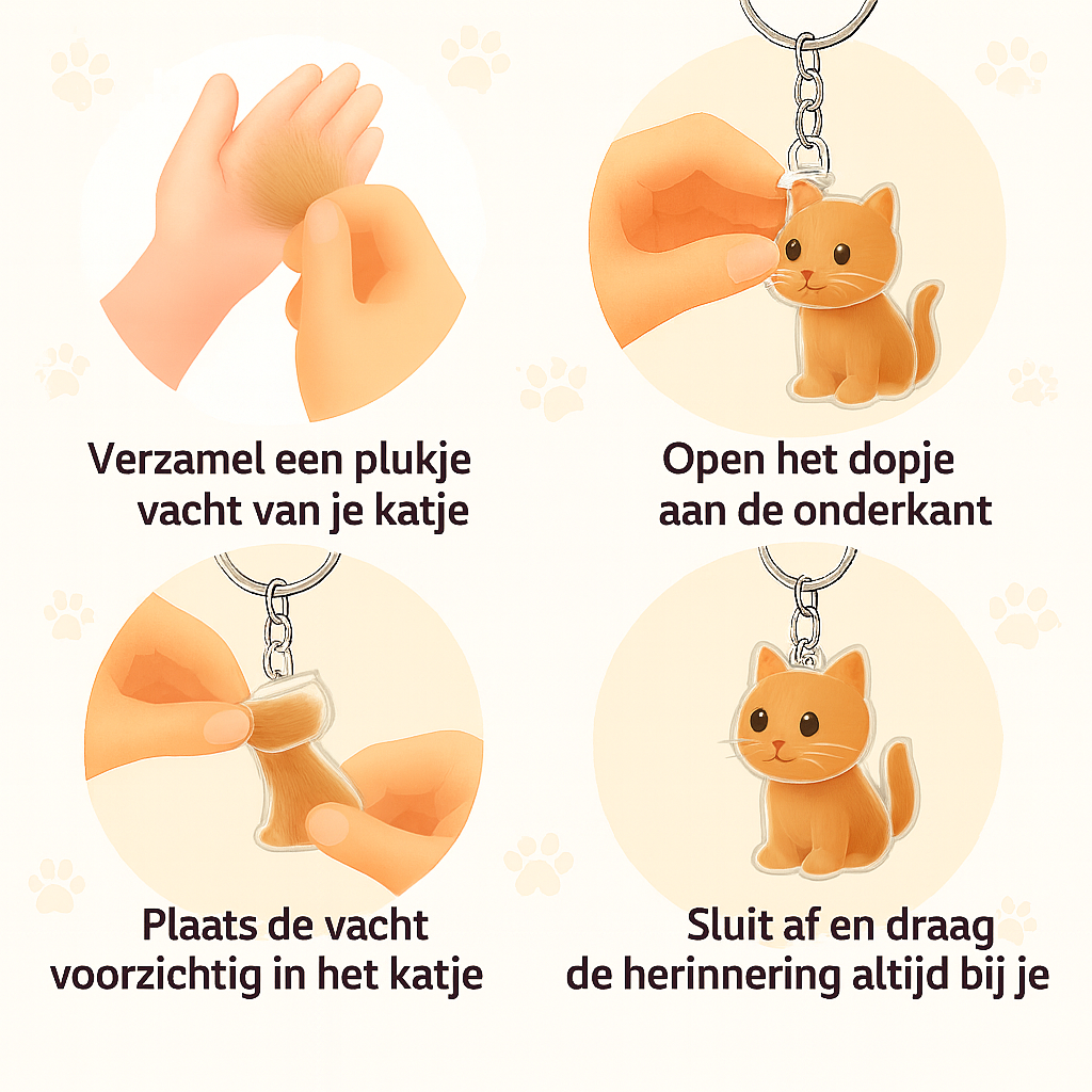 Pet Hair Gedenksleutelhanger voor kat
