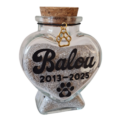 Memorial Flesje Met Naam Huisdier - Persoonlijk en Uniek - Voor het bewaren van wat as of plukjes vacht