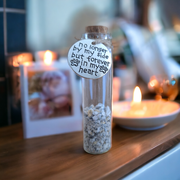 memorial flesjes voor kat of hond, gedenkflacon, herinnering aan kat of hond, bewaren plukjes vacht van kat of hond