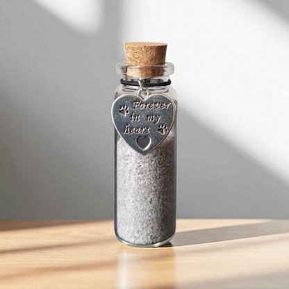 Memorial flesje  met zilveren hanger - Forever in my heart