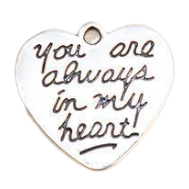 Memorial flesje  met zilveren hanger - you are always in my heart