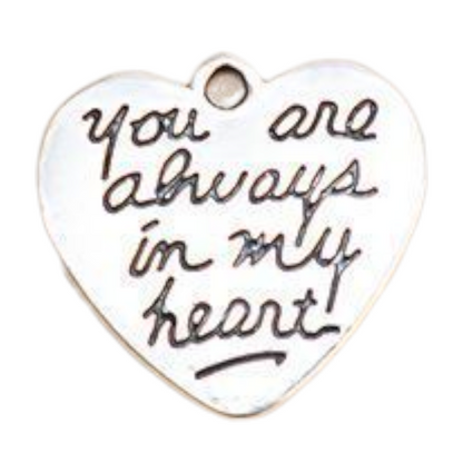 Memorial flesje  met zilveren hanger - you are always in my heart