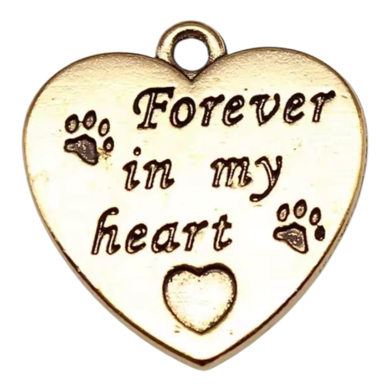 Memorial flesje  met  Gouden hanger - Forever in my heart
