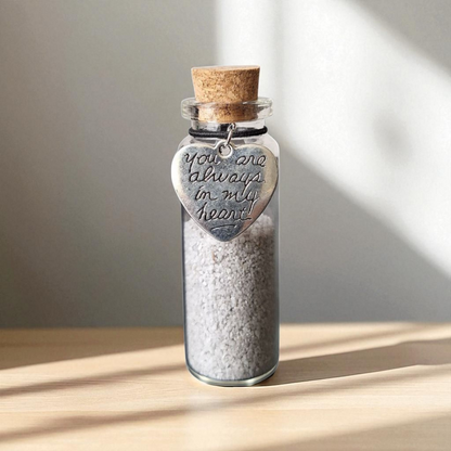 Memorial flesje  met zilveren hanger - you are always in my heart