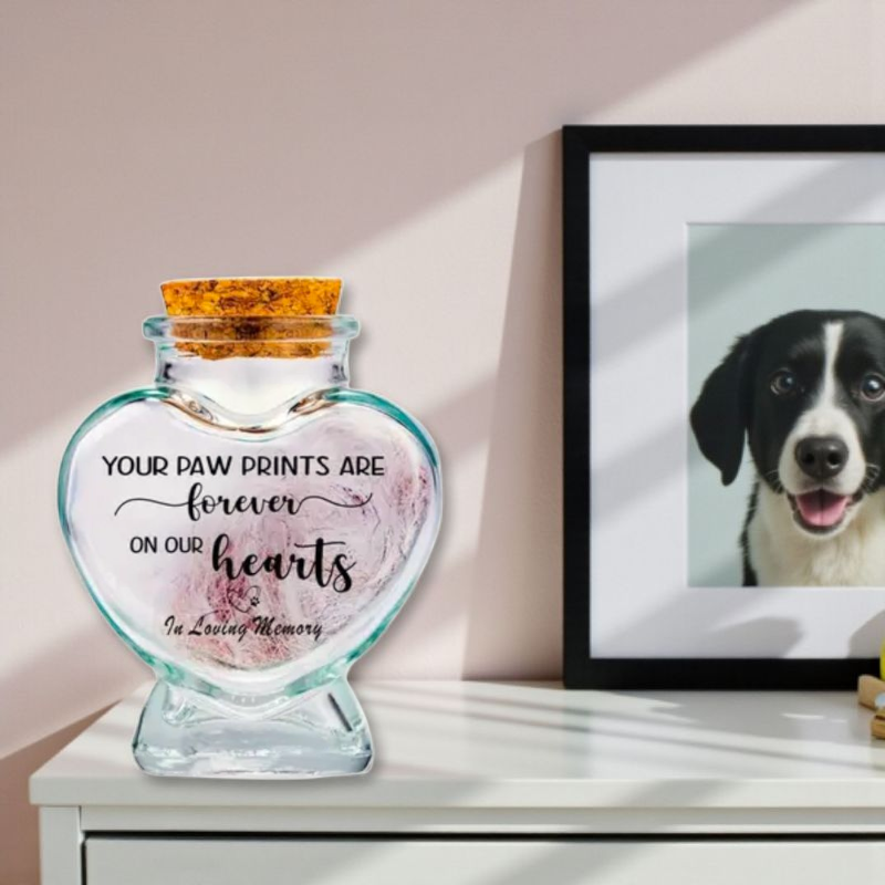 memorial fles voor kat of hond, gedenkflacon, herinnering aan kat of hond, bewaren plukjes vacht van kat of hond