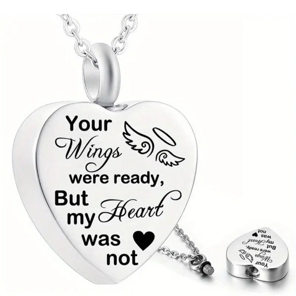 Memorial Flesje en Ashanger – "Your wings were ready but my heart was not" - Plukje haar of as bewaren van hond of kat