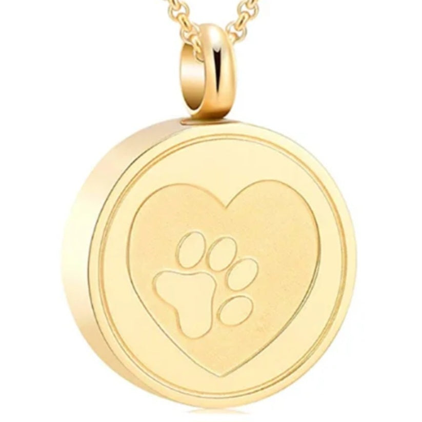Runder Anhänger mit Pfotenabdruck - Gold 