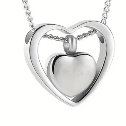 Herzförmiger Ascheanhänger mit Innenherz - 3 Farben 