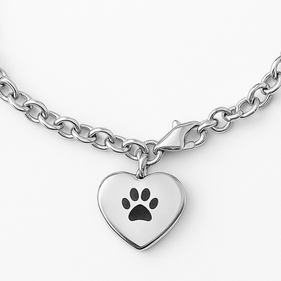 Ash Armband - Pfotenabdruck - Silber und Schwarz 