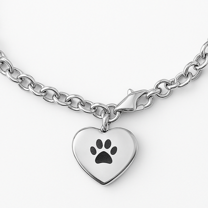 Ash Armband - Pfotenabdruck - Silber und Schwarz 