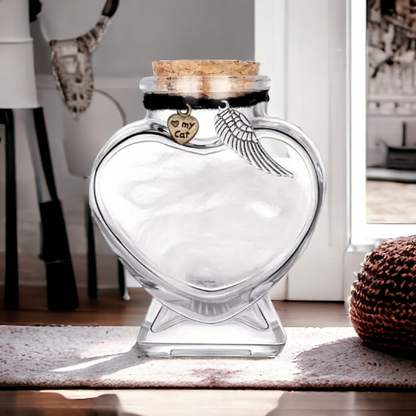 memorial fles voor kat, gedenkflacon, herinnering aan kat, aandenken voor kat, bewaren plukjes vacht, gedenkflesje voor kat