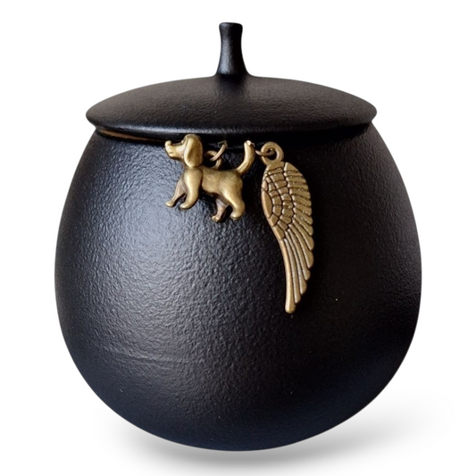 Urnenhund - 200 ml - Schwarz - Mit Anhängern