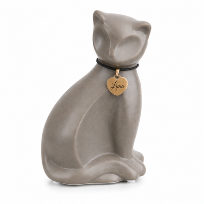 Urne Katze - Gravierter Anhänger mit Namen - 300 ML