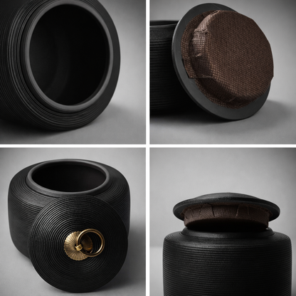 Keramische huisdierurn in modern zwart design

