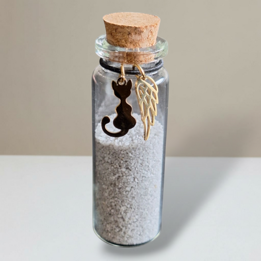 Gedenkflasche - Katze - Silber und Gold 