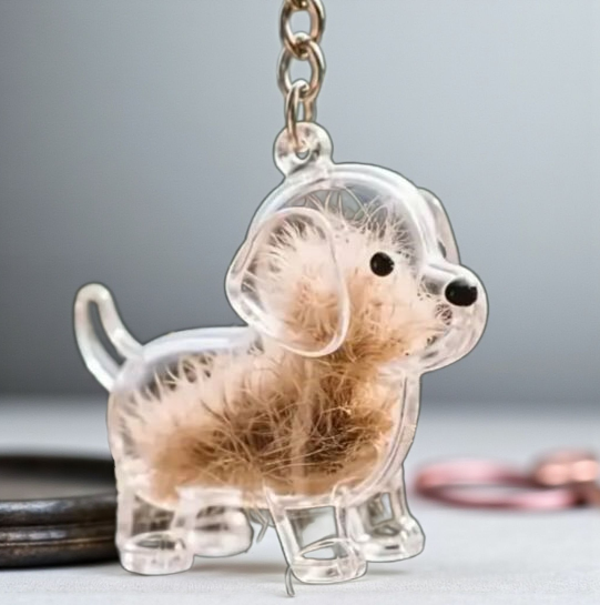 Gedenksleutelhanger Hond – Voor plukje vacht of een kleine hoeveelheid as - Aandenken Huisdier - Herinneringssleutelhanger Hond – Gedenkhanger Hond – Stevig Kunststof – Voor Vacht, As of Aandenken Hond
