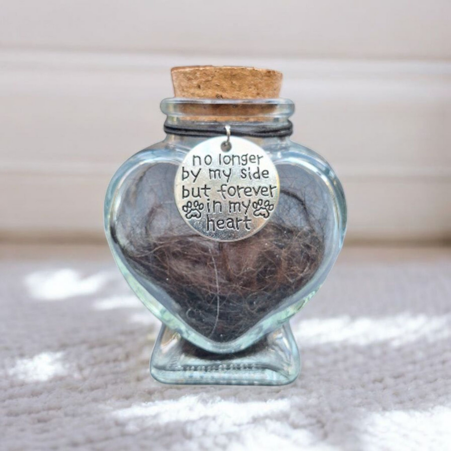 memorial fles voor kat of hond, gedenkflacon, herinnering aan kat of hond, bewaren plukjes vacht van kat of hond