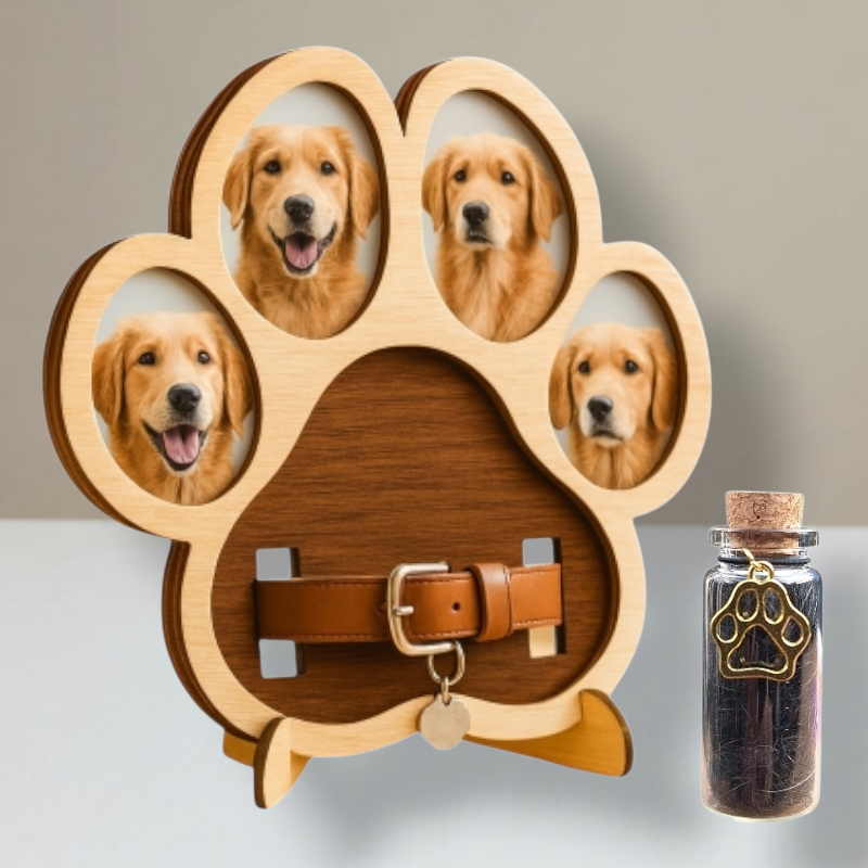 Pootvormige fotolijst met halsbandhouder met Asbuisje