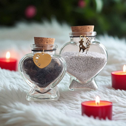 Memorial flesjes voor haar en as van hond - Set van 2