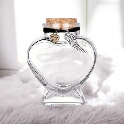 memorial fles voor kat, gedenkflacon, herinnering aan kat, aandenken voor kat, bewaren plukjes vacht, gedenkflesje voor kat